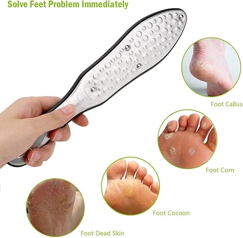 Miniatura 3 de BEZOX Eliminador profesional de callos para pies, raspa de pedicura de doble cara para talón agrietado y piel de pie muerto, acero inoxidable de