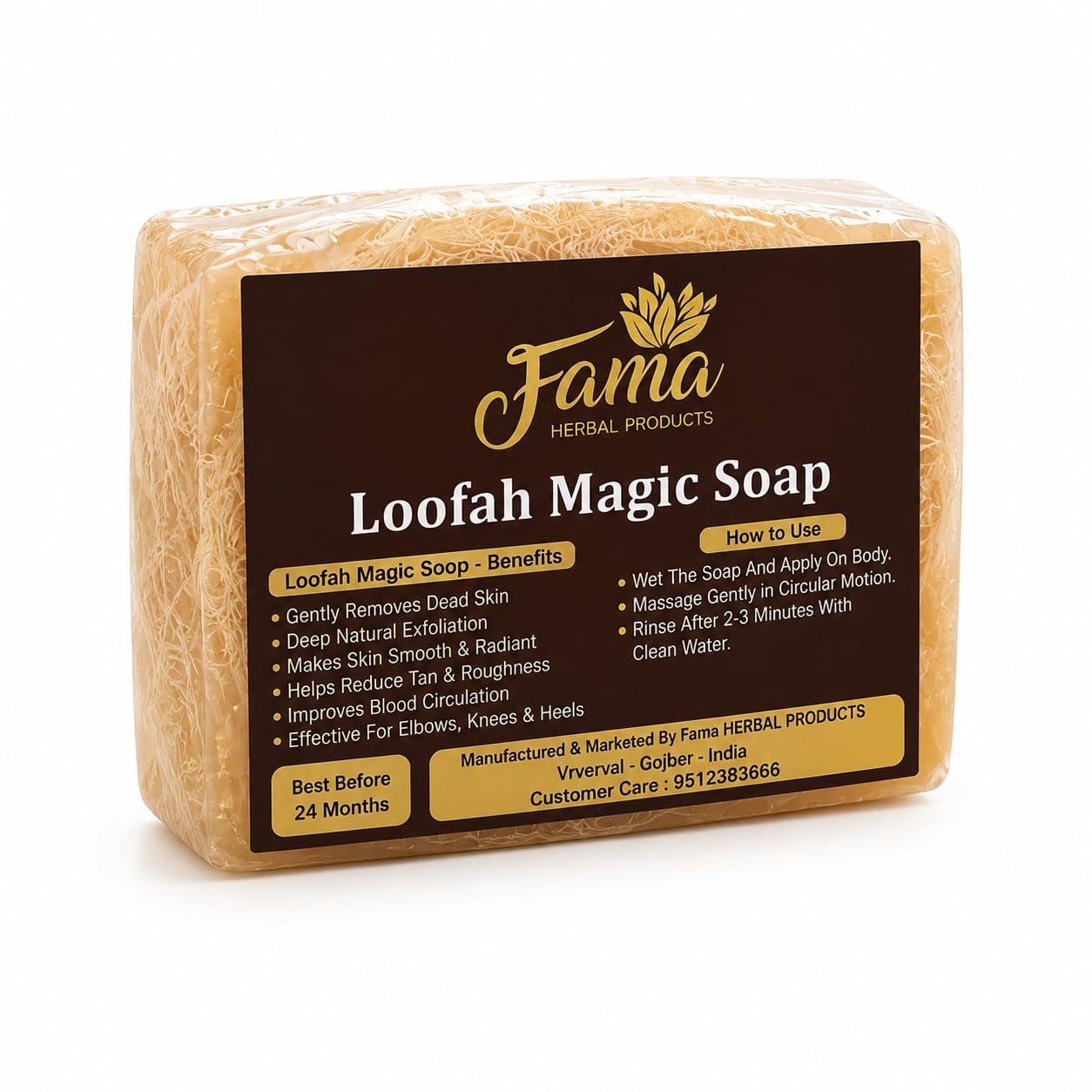 Loofah Magic Soap with Natural Loofah | Deep Exfoliating Handmade Bath Soap | Removes Dead Skin, Reduces Tan & Roughness | Improves Blood Circulation | For Elbows, Knees & Heels | Suitable for Men & Women | 100g (PACK OF 1)-image-16