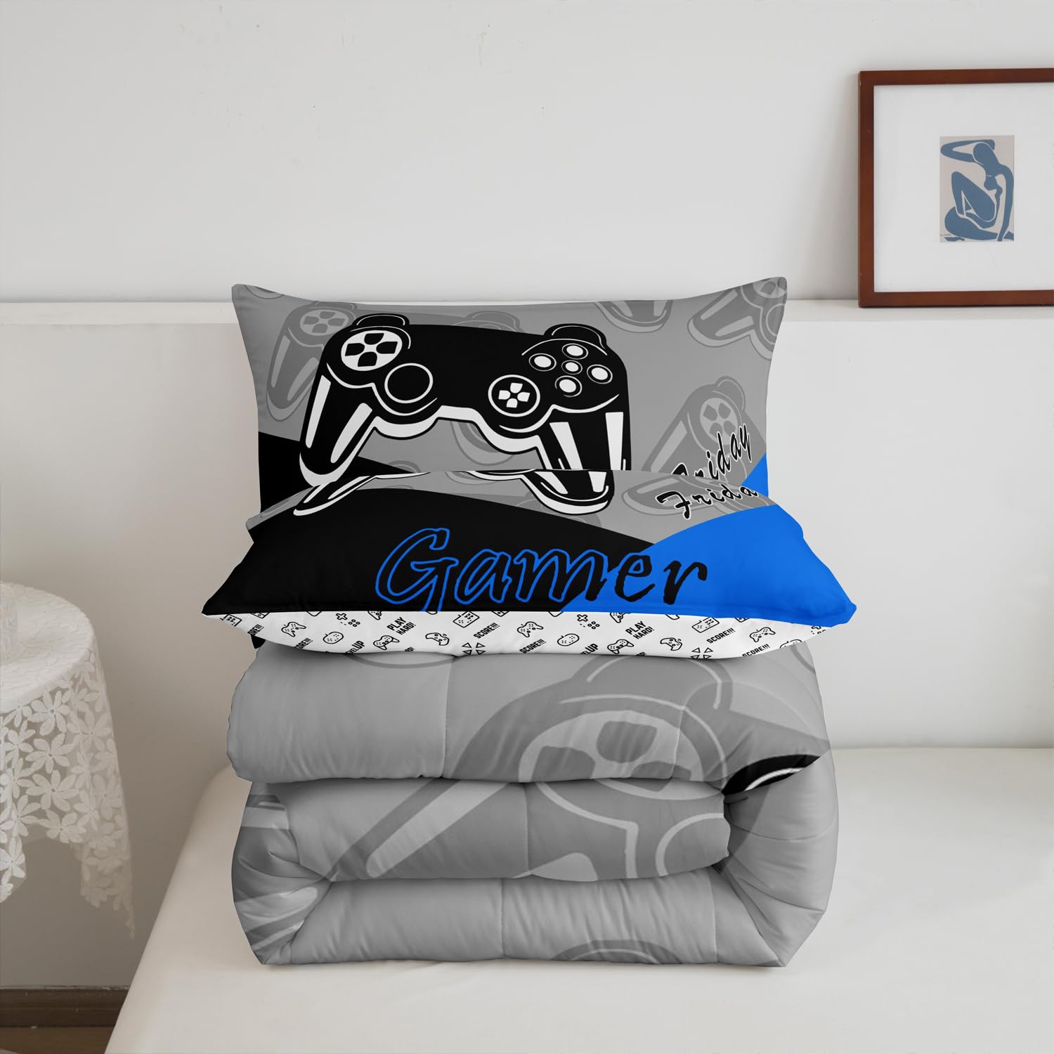 Beddy's Biancheria da letto con motivo sportivo, resistente, chiusura lampo, letto in una borsa, lenzuolo con