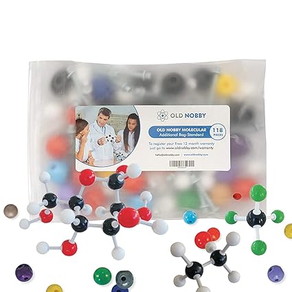 OLD NOBBY Organic Chemistry Model Kit Set Supplementary Kit 118 Pieces - Molecular Model Kit for Students & Teachers with Atoms and Bonds - Great Gifts for Kids 10-15