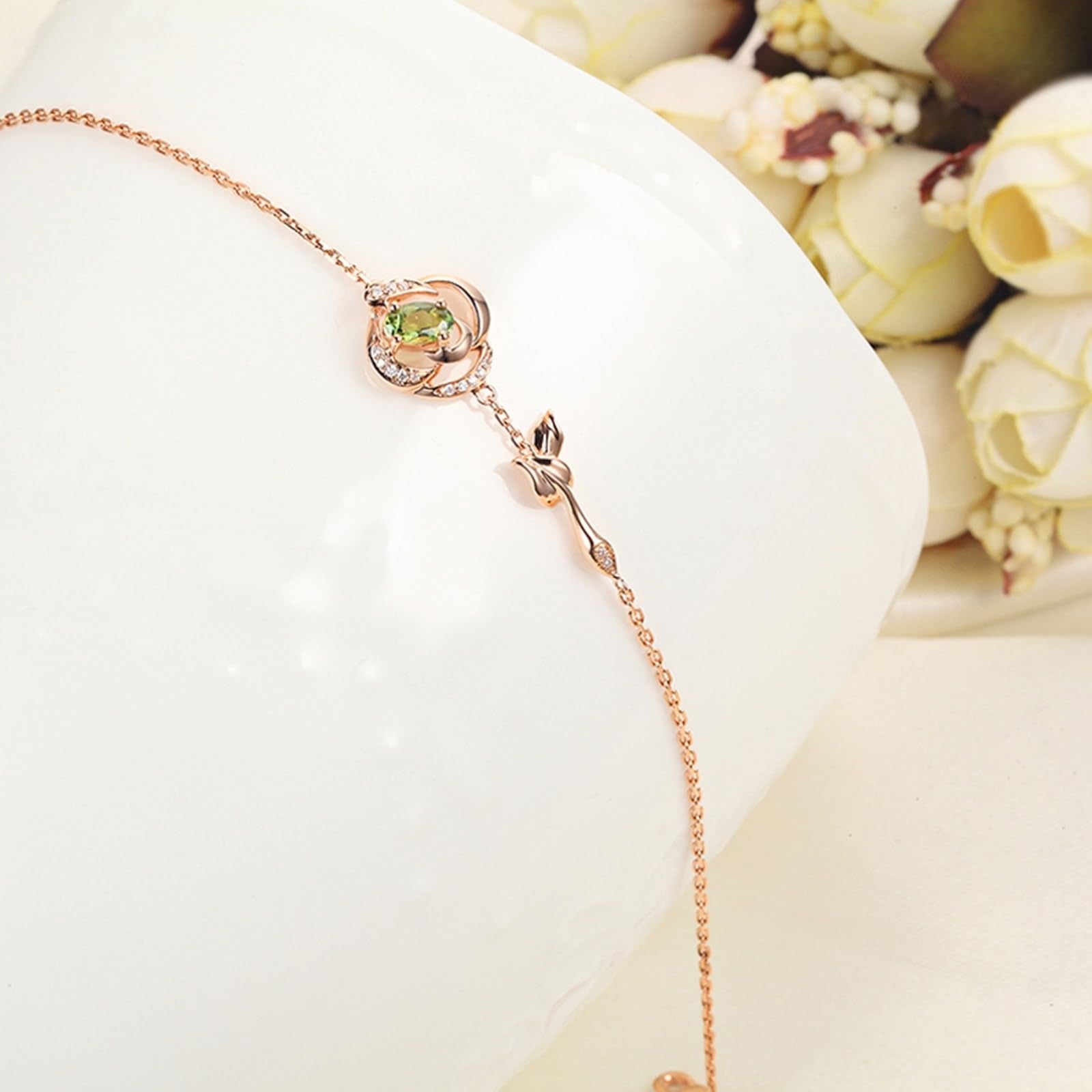 Bracciali Oro Rosa 750/585/375, Bracciale Donna con Tormalina 0.244ct 16-20 cm con Diamante, Braccialetto da Sposa Fidanzati