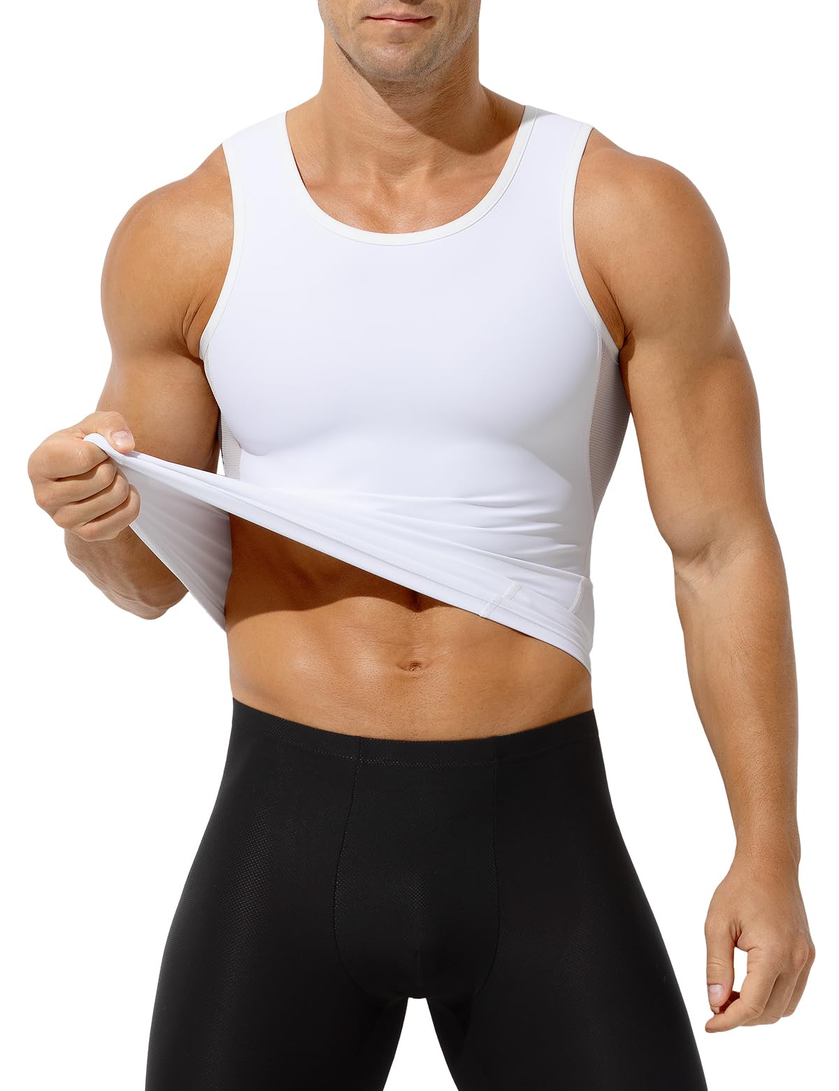 Mauro Kane Canotte Compressione Uomo, Shapewear Maglietta Contenitiva Snellente Intimo Sportivo Fitness Canottiera - 4