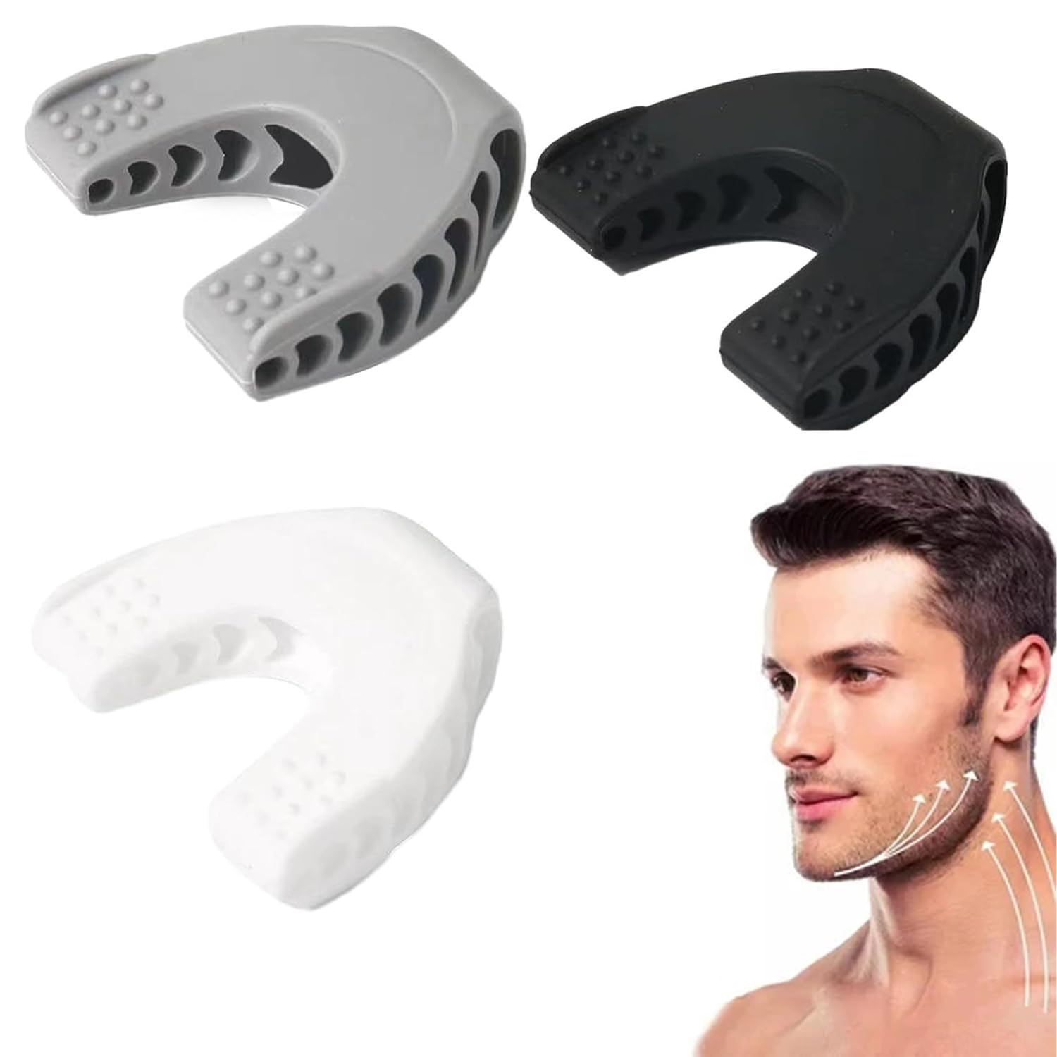Exerciseur de Mâchoire en Silicone, Jawline Trainer, 3 Pièces
