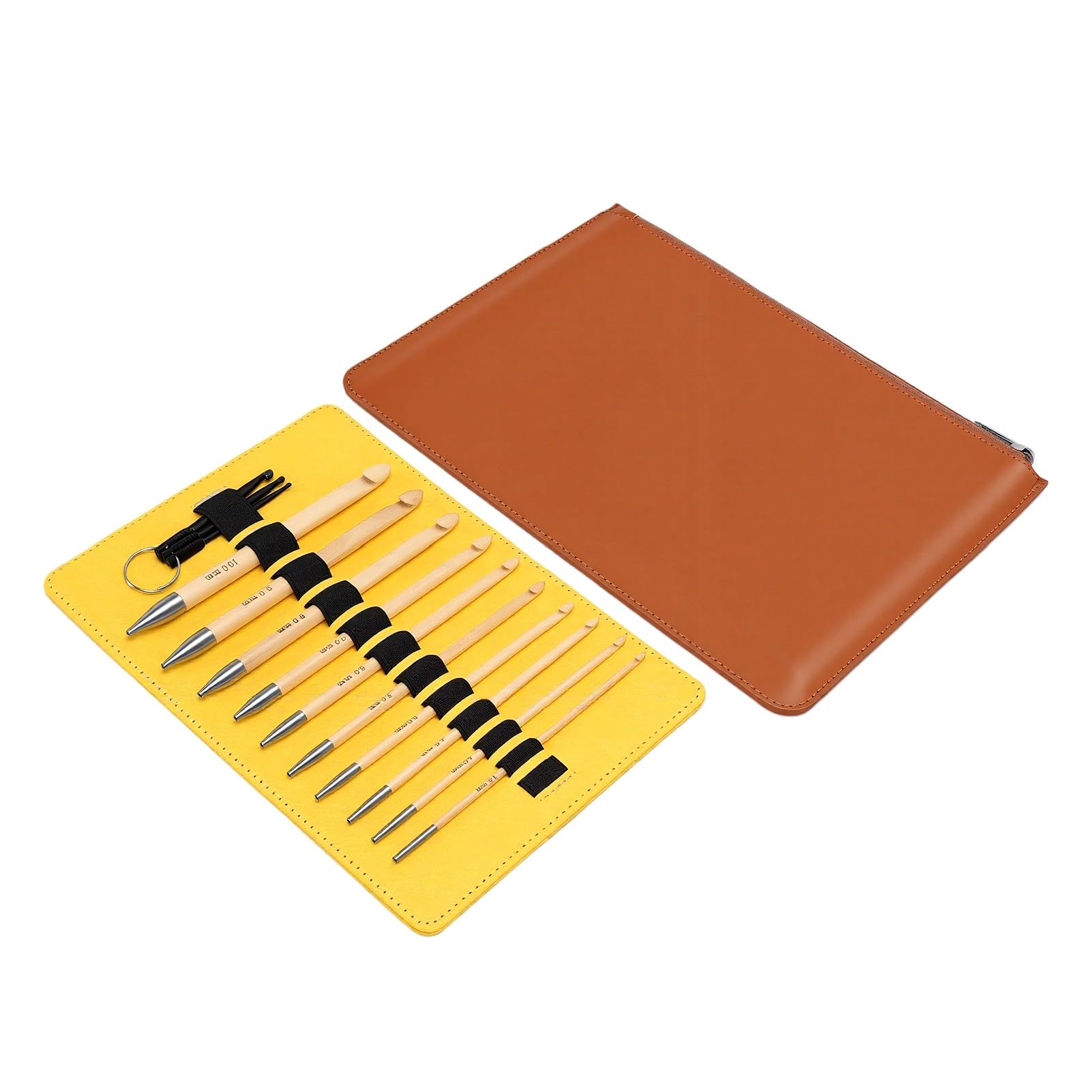 Haofy Set di Uncinetti Intercambiabili Tunisini 10 Pezzi 3,5-10,0 Mm Ganci in Alluminio di bambù con 4 Cavi Anti-torsione e con Cerniera per Coperta Scialle Maglione Sciarpa Cappello