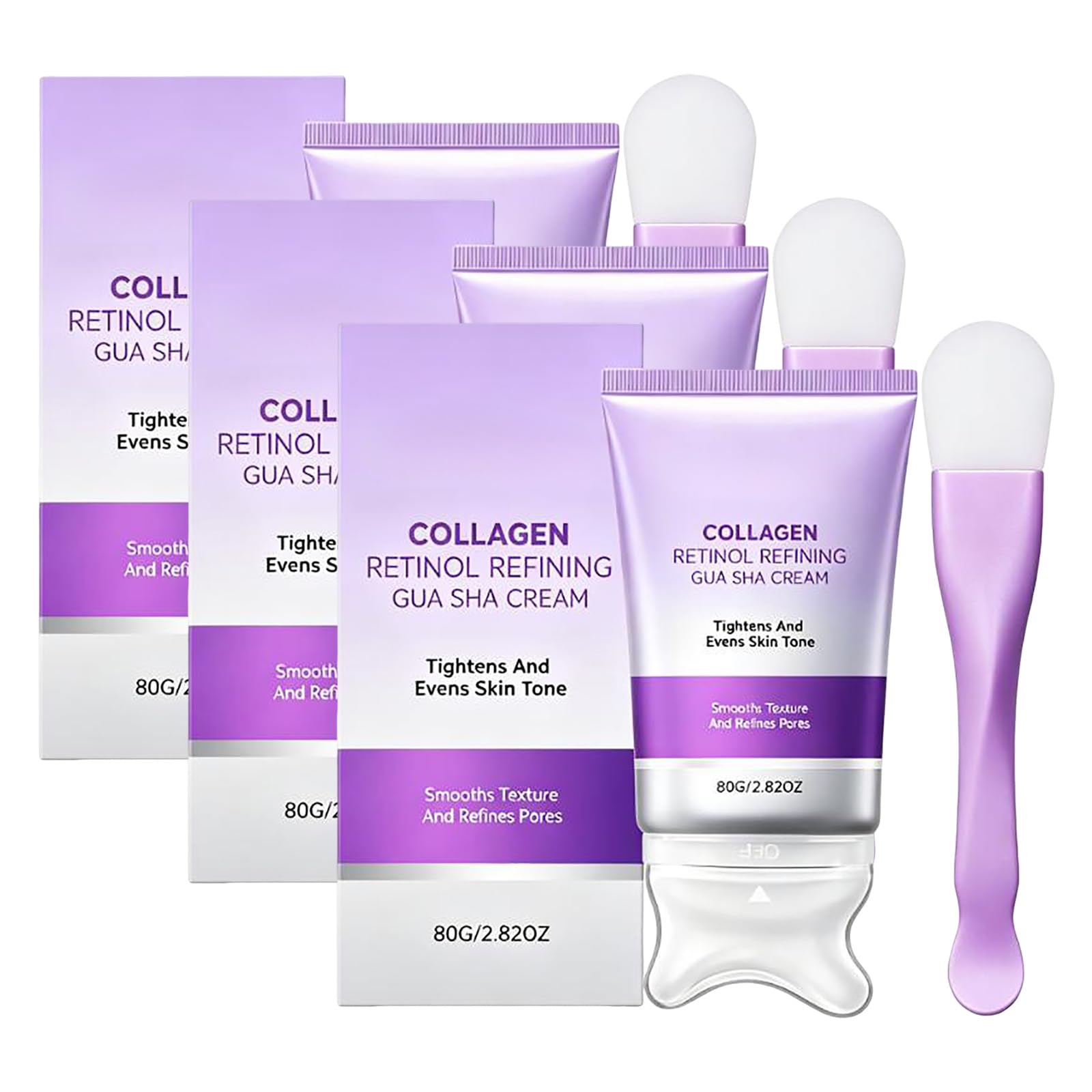 Collagen Retinol Gua Sha Cream for Skin Refining, Neck Cream for Toning and Lifting, From Chin to Décolleté, Daily Moisturiser, Care Against Fine Wrinkles, Neck Massager