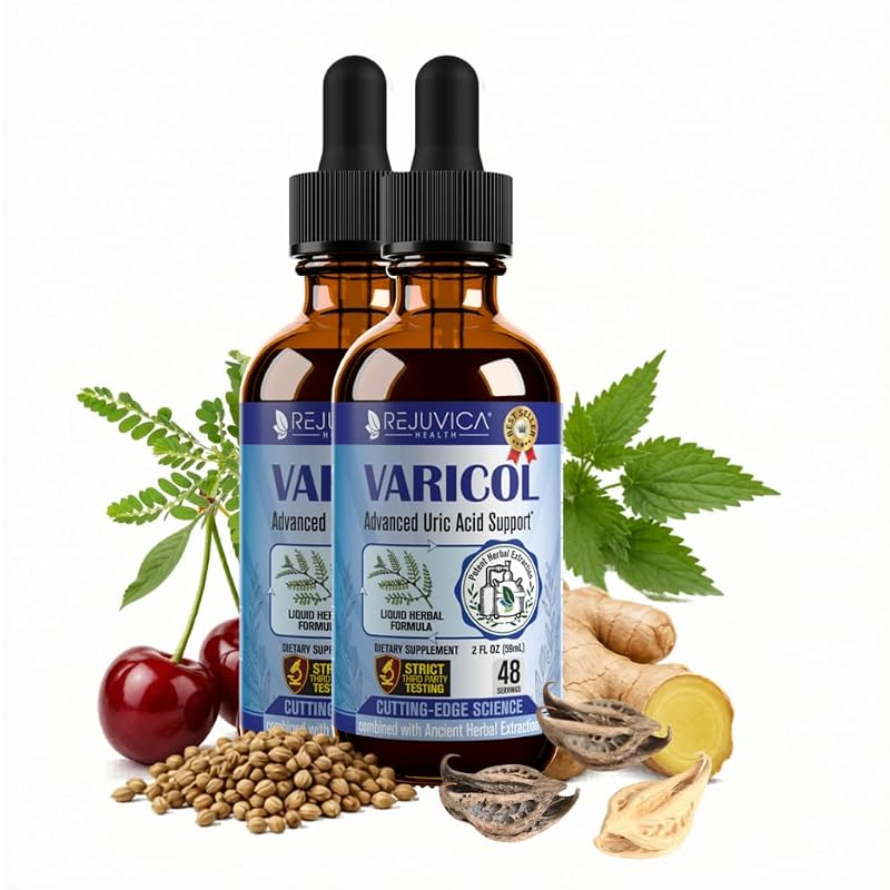 Rejuvica Health Suplemento fitoterápico líquido de cereja-azeda, quebra-pedra, semente de aipo, folha de urtiga, raiz de gengibre e garra-do-diabo, 120 mL