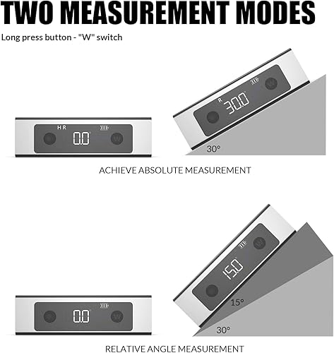 Miniatura 3 de Coobeast Buscador de ángulo digital magnético, medidor de ángulo digital recargable con dos líneas de luz roja integradas, mini transportador de