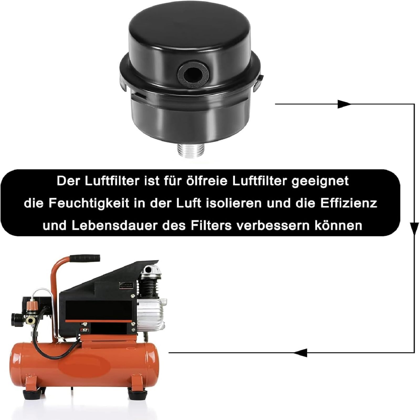 Filtro di Aspirazione Silenziatore Compressore D'aria 2 Pezzi 20mm Metallo 1/2" Filetto