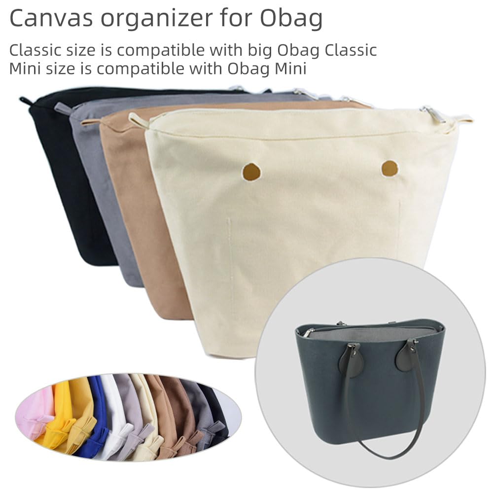 Nowy 1 szt. canvas wewnętrzny organizator O bag wstawka z zipem do torby Obag Classic Mini (Czarny,Classic,Organizator Canvas dla Obag)