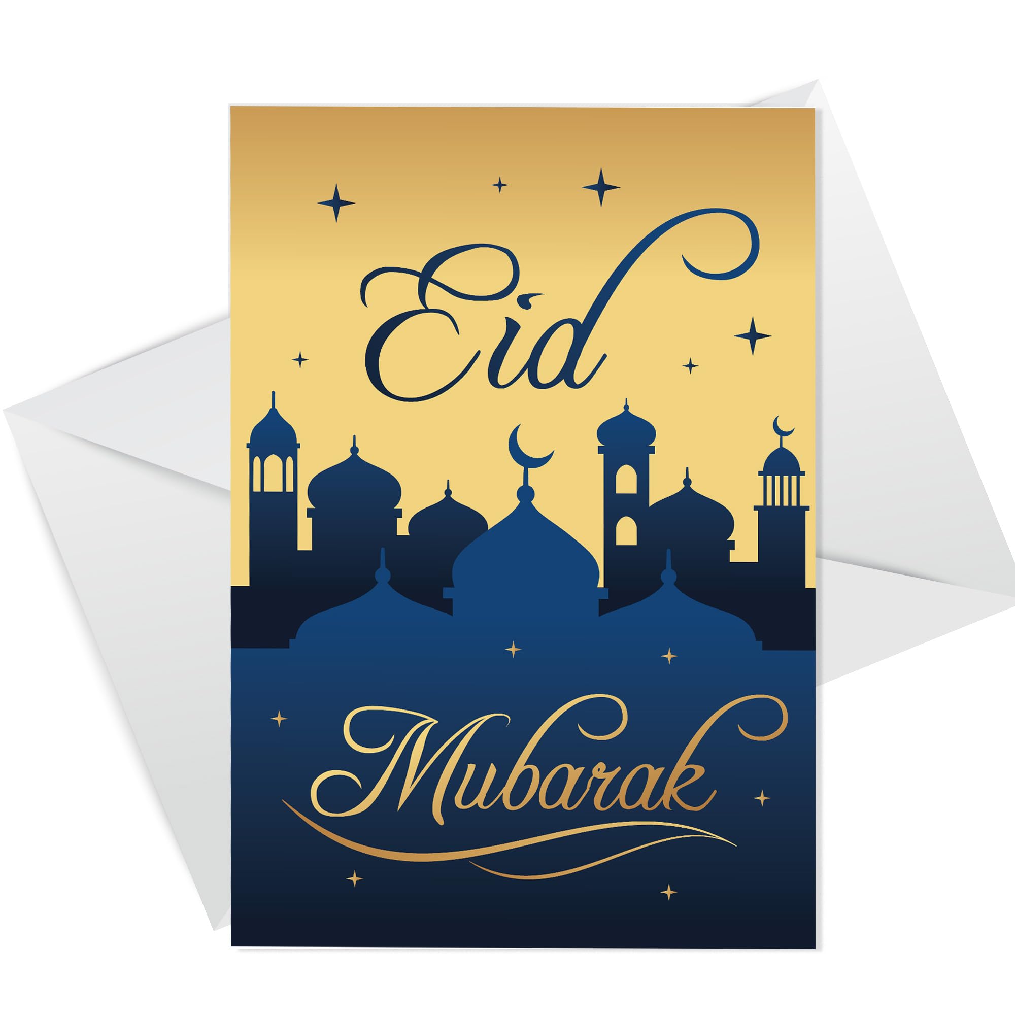 RED OCEAN Happy Eid Mubarak Card, Eid Mubarak Greetings Card For Family and Friends, Ramadan Card For Him or Her, Eid Card For Couples, Eid Greetings Card With White Envelope