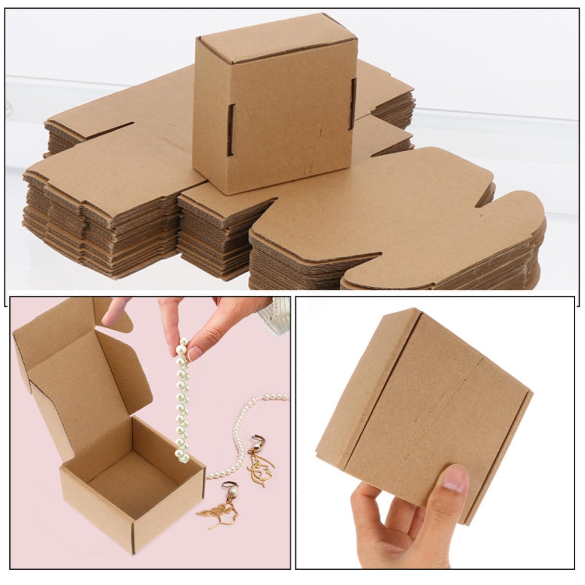 Packung Einfacher Montage mit und in Khaki Verformungsschutz 30 Stück Kleiner Papier Versandkartons aus Süßigkeiten und Handgemachte Seifen Konditoreien und Restaurants