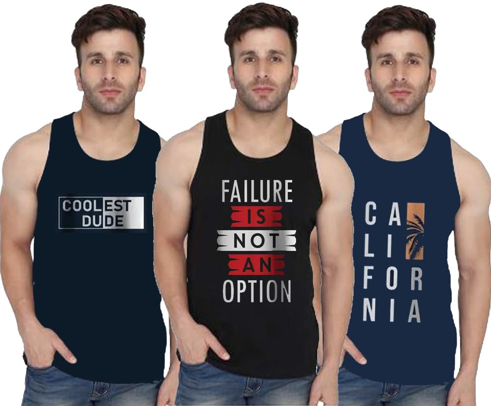 tadeo Printed Sleeveless Tshirt for Men Combo | Sando/Baniyan/Ganji Tank Top Gym Vest for Boys | Round Neck Dryfit T-Shirt | Perfect for Sports Workout, Vacations & Beaches | Multicolor E (Pack of 3)-picture-16