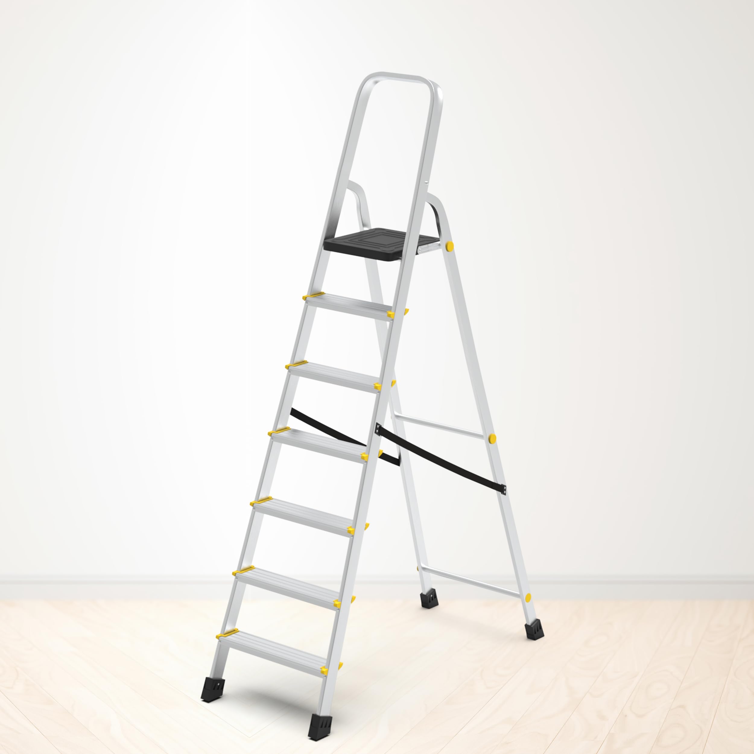 Asian Paints TruCare Home Ladder, Foldable with 7 Steps | 5-Year Warranty | Durable, Heavy Duty, Anti-Skid Aluminum Ladder | Guard Rail for Safety (7 Steps, Silver) (B0C9DMG6V4) Amazon Price History, Amazon Price Tracker