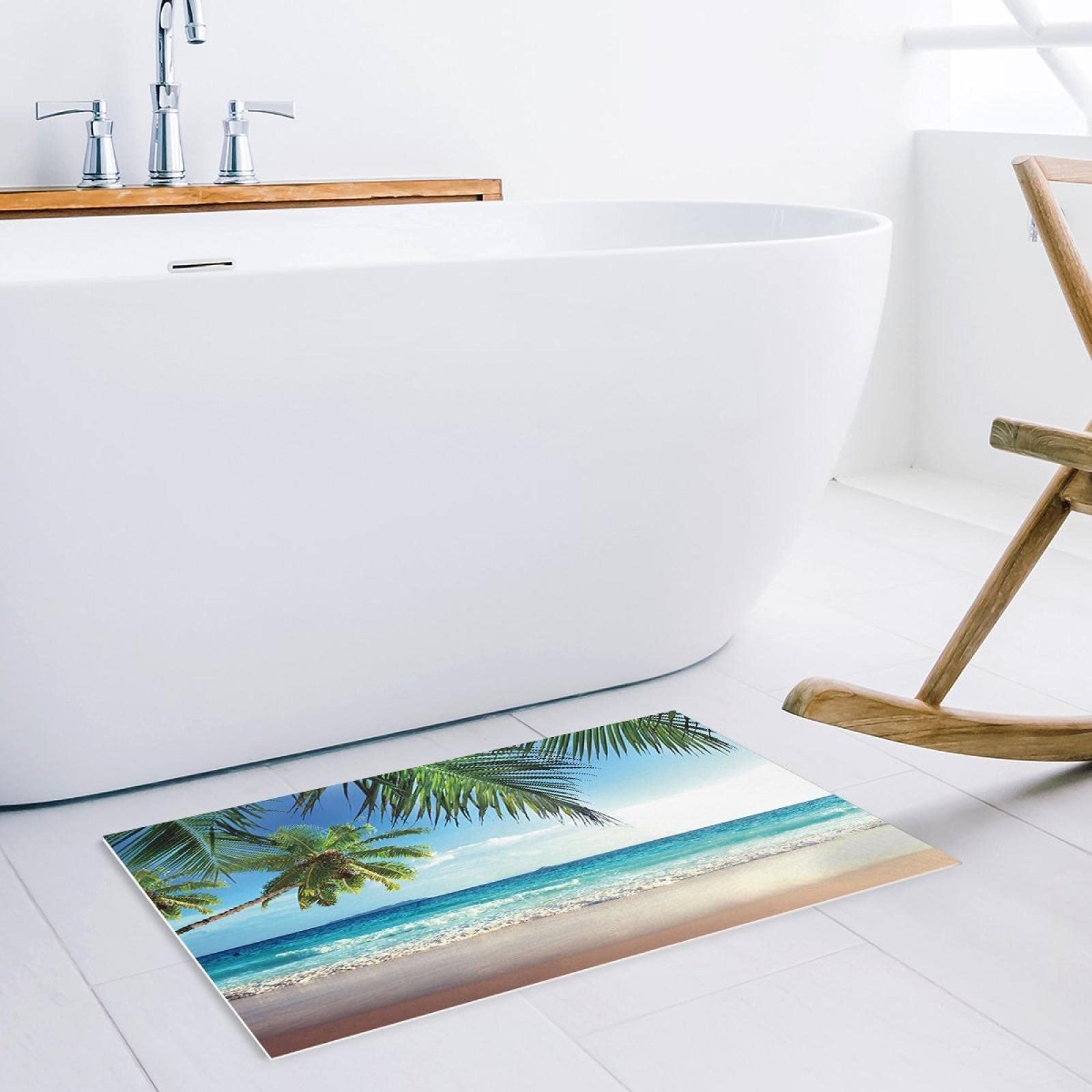 Tappetino Da Bagno Mare Con Conchiglia 45x75 Cm - Antiscivolo In Flanella