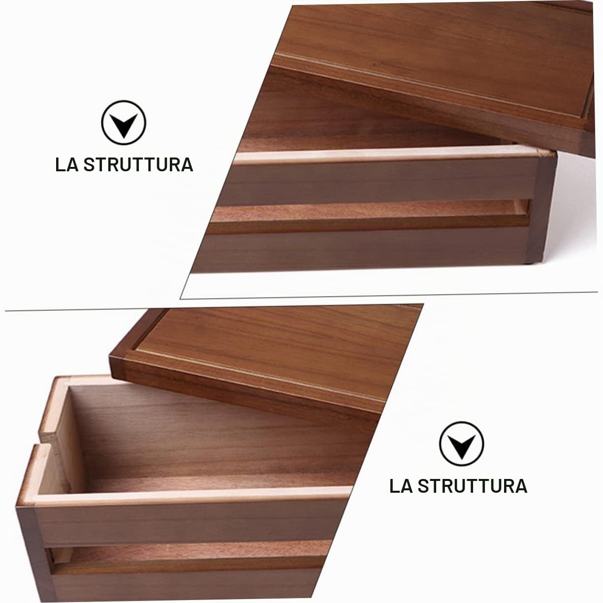 Scatola per Cavi Organizer Legno Marrone Caffè 1 Pezzo | Paulownia , Design Struttura Traforata Multifunzionale per Dissipazione del Calore , Ordine per Cavi e Adattatori