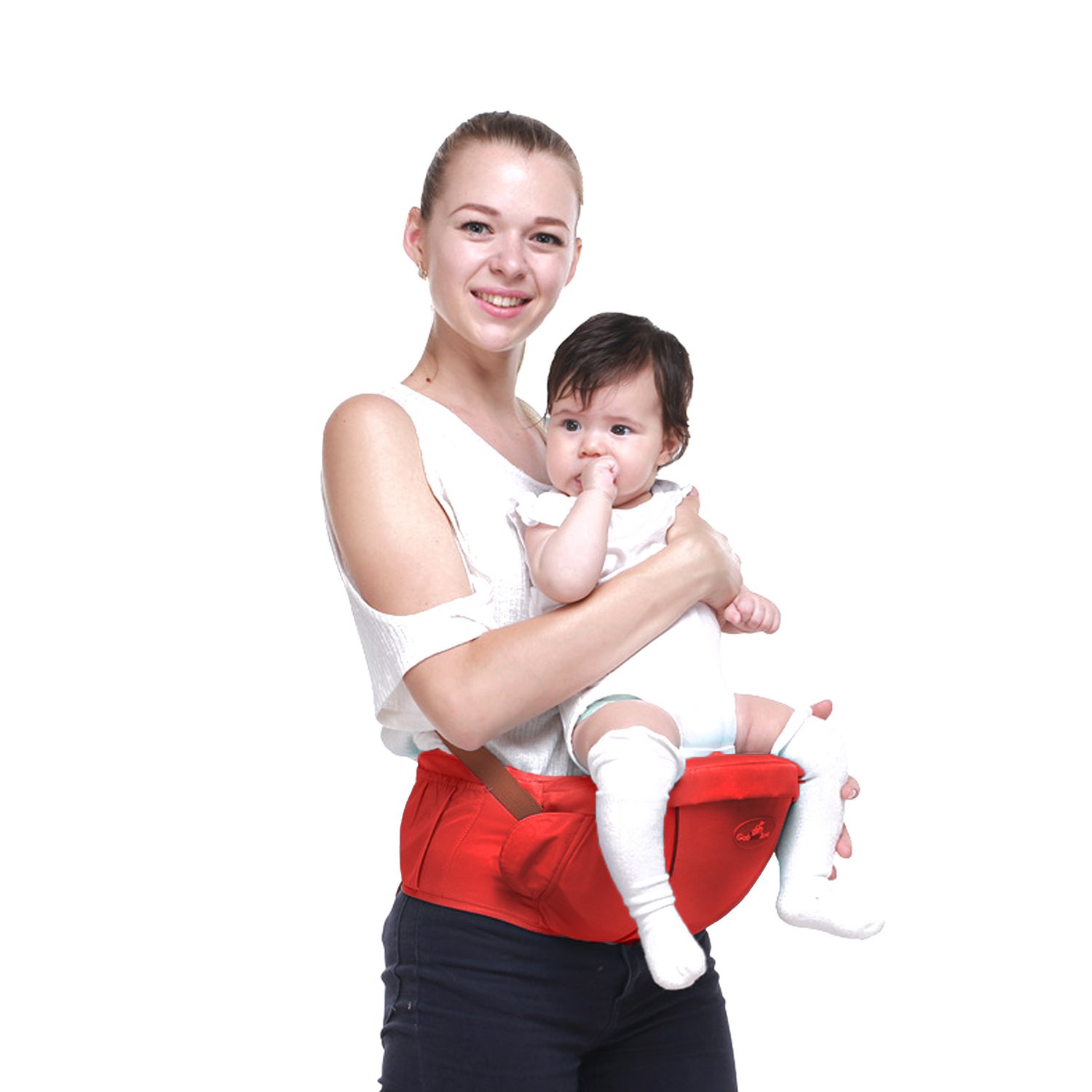 SONARIN Premio Hipseat Baby Carrier, Portantina per bebè, Sicuro e Comodo, Formato Libero, Cintura Anteriore Portaoggetti(Rosso Scuro)