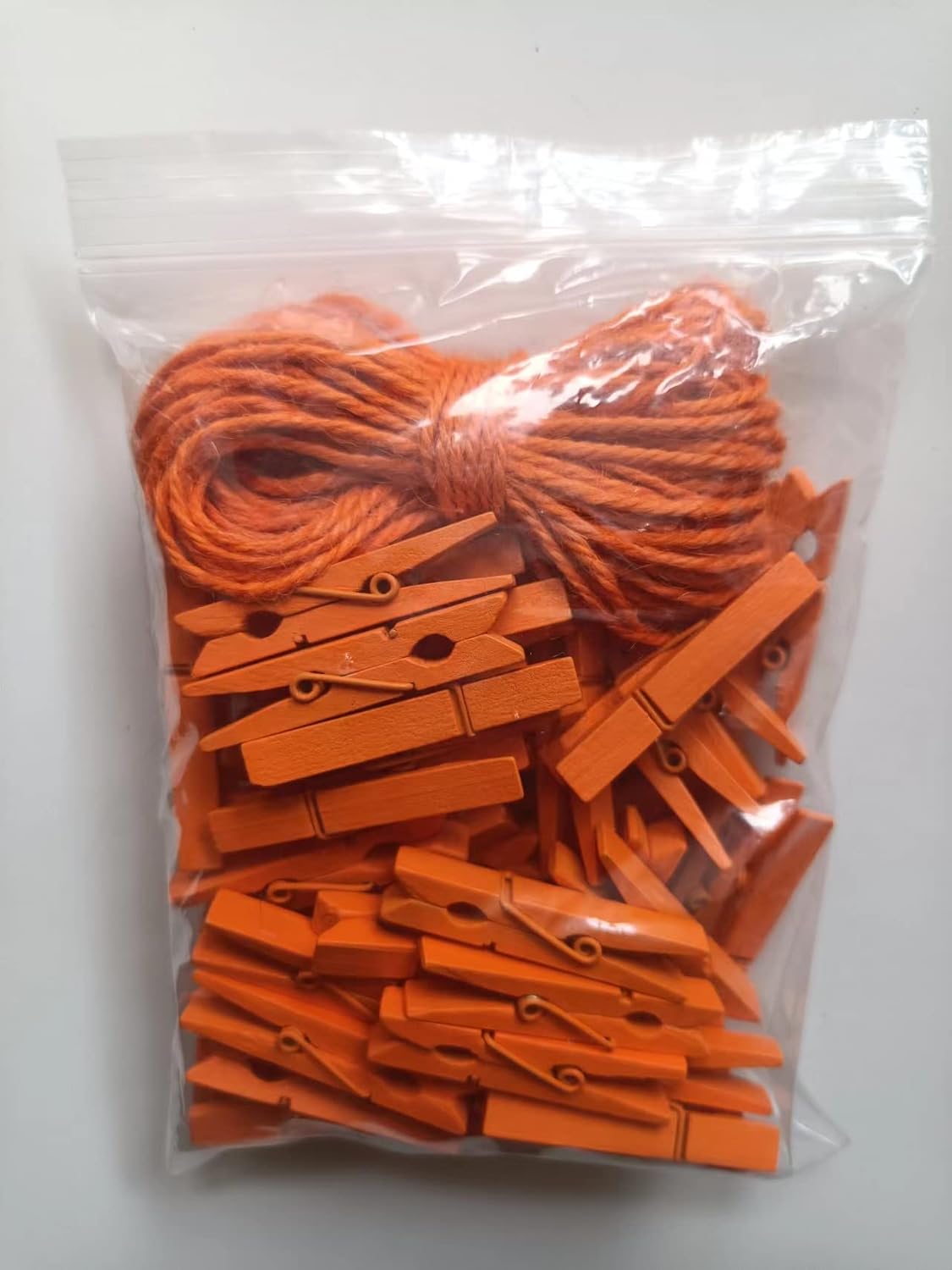 1.9 In Orange Wood Clothespins Hang Kids Artwork Craft Project Clothes Clips for Drying Bag Pegs with String Pack 50 image 2