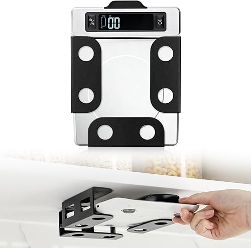 Aieve Soporte para báscula de cocina, soporte de almacenamiento para dispositivo debajo del gabinete con adhesivo y tornillo, soporte universal de