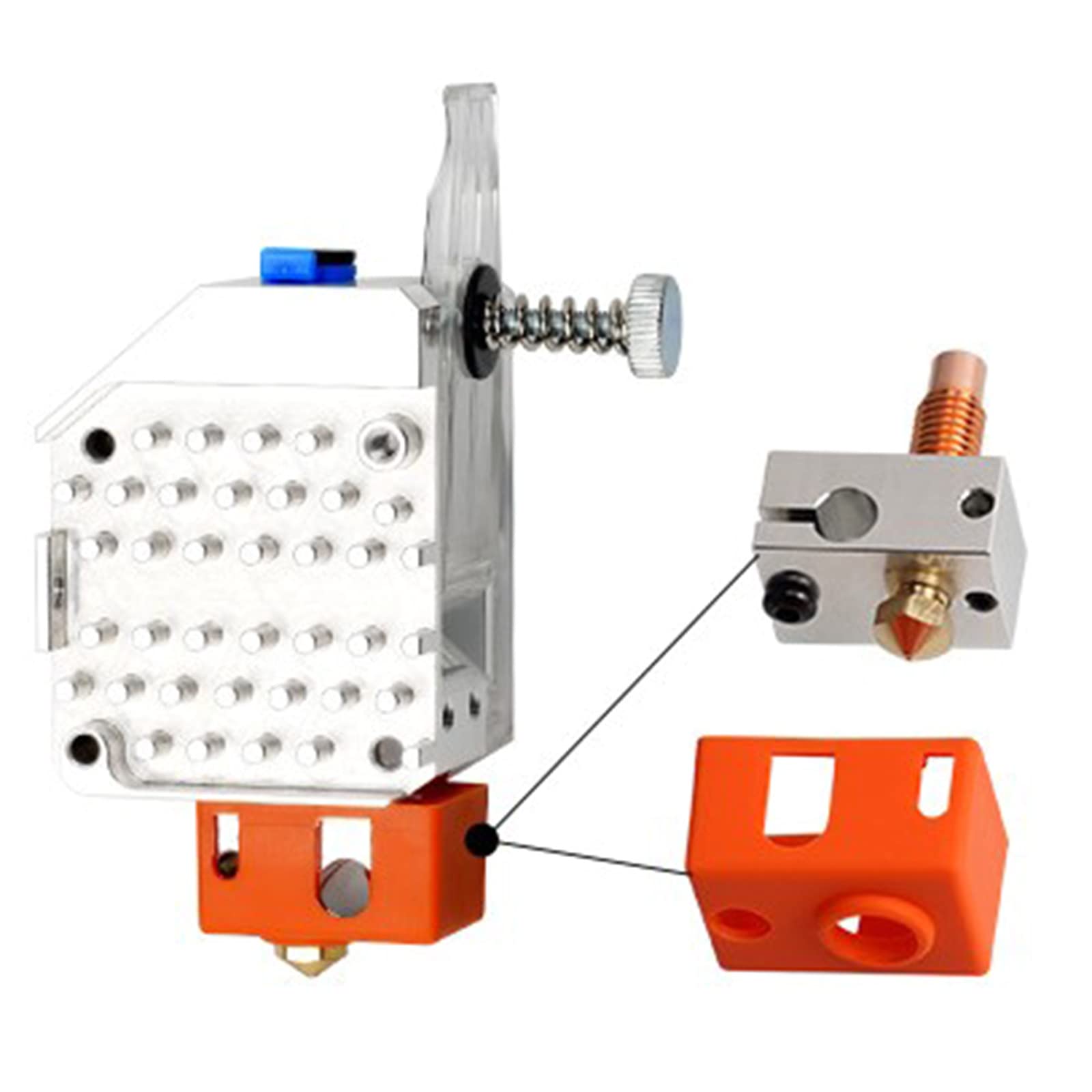 3D Drucker Metallextruder Gear Hot End Extrusion Kit/Volcano Ersatzteile Zubehör für Ender3 CR10 Zahnräder aus gehärtetem Stahl Ganzmetall Extruder Kit mit beheiztem Ende