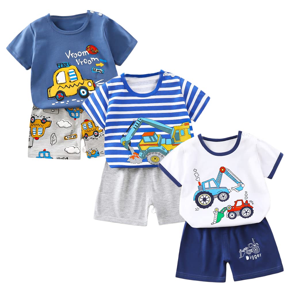 Bebé Niños Conjunto de 3 Juegos de Manga Corta y Pantalones Cortos de Media Manga, Paquete de 6 (con/sin Hebilla para el Hombro) — view 6