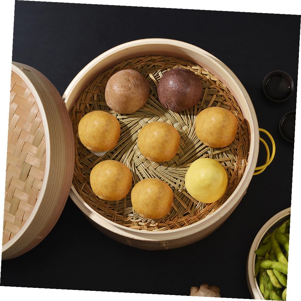Steamer Basket 20cm with Lid and Handles Food Steamer for Dumplings, Buns, and Vegetables Traditional Kitchen Cookware Set 2pcs