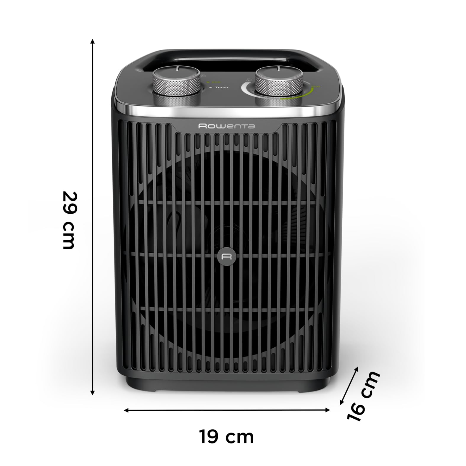 Rowenta Intense Comfort, Calefactor, 2000 W de potencia SO2350 | Bajo consumo, silencioso, apagado automático, 2 Modos Eco/Turbo, Calienta hasta 35m, Uso sencillo a diario, Color: Negro