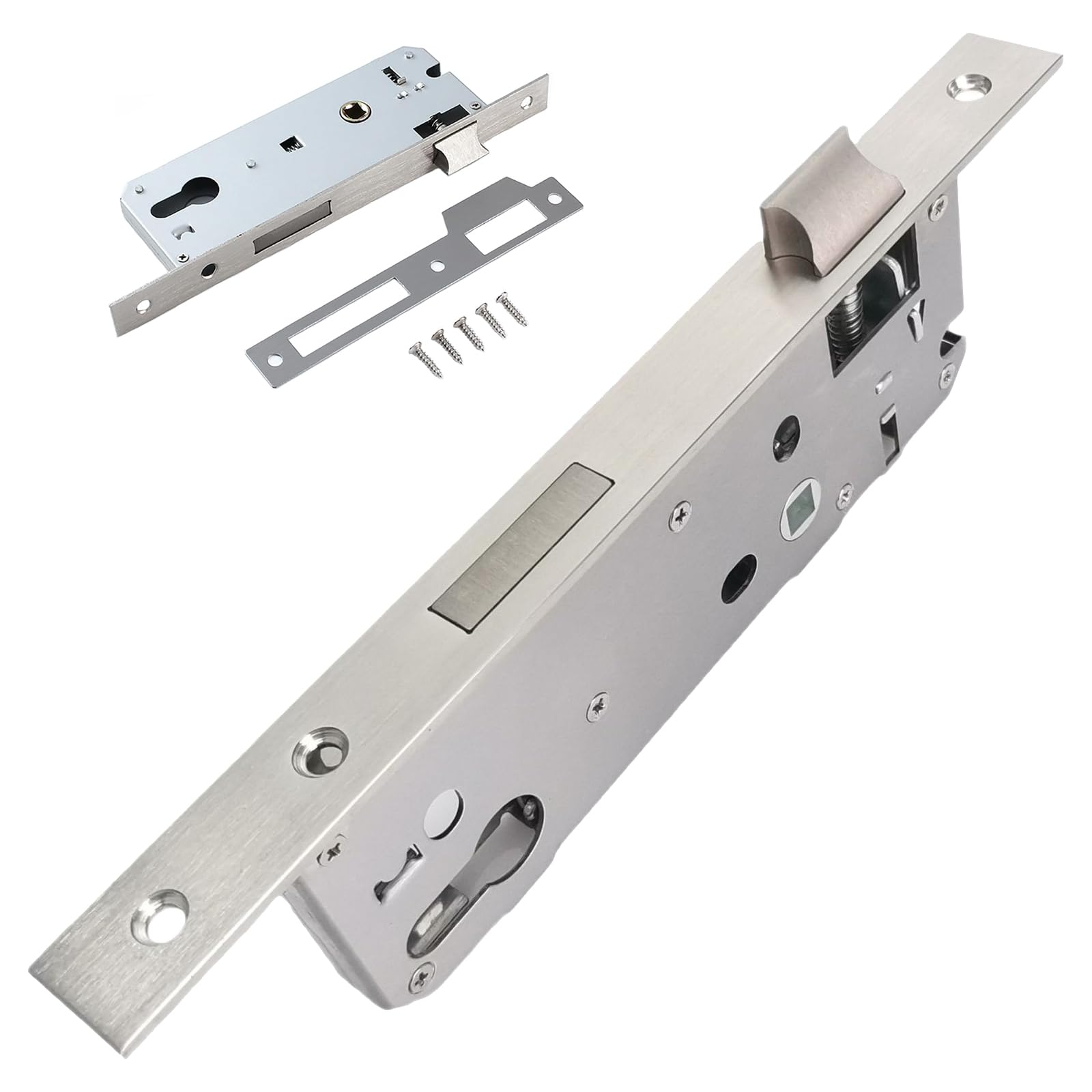 Mortise Lock, Tubular Frame, 85mm， Narrow Stile, Euro Profile Cylinder, Reversible Latch, High Security, Corrosion Resistant, Universal Fit, ock with Strike Plate, Easy Installation (Backset:40mm)