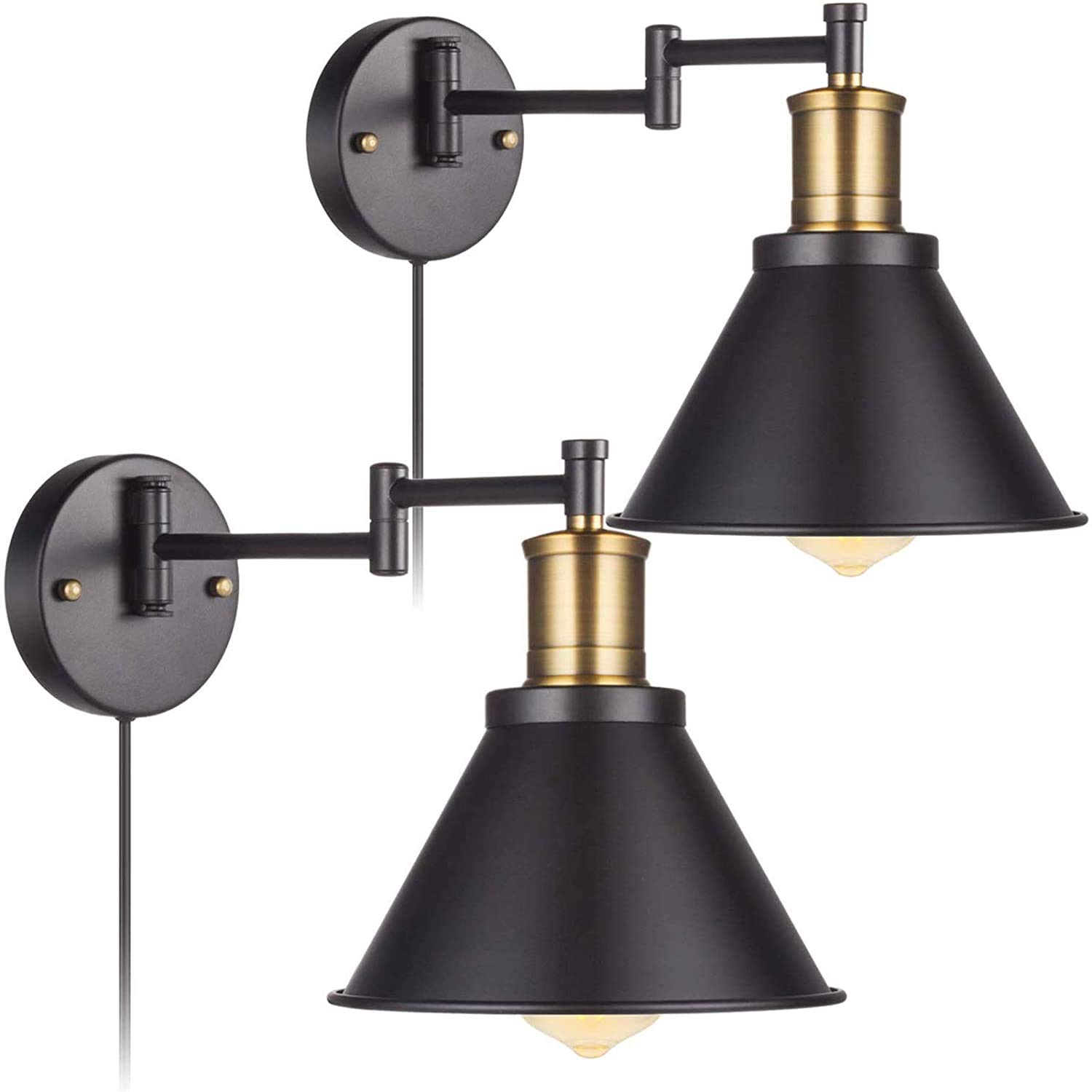 ArcoMead vintage barn wall lamps, bronze black, set of 2