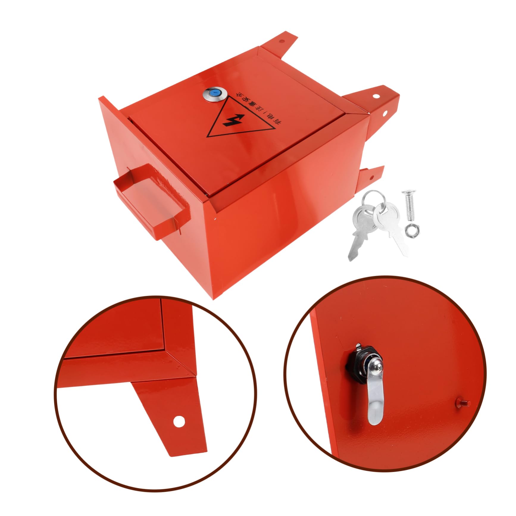 Caja Eléctrica Portátil de Metal Rojo para Obra Exterior E Interior | Protección de Distribución Temporal, Construcción Robusta, Acabado Fácil de Limpiar, Uso en Taller