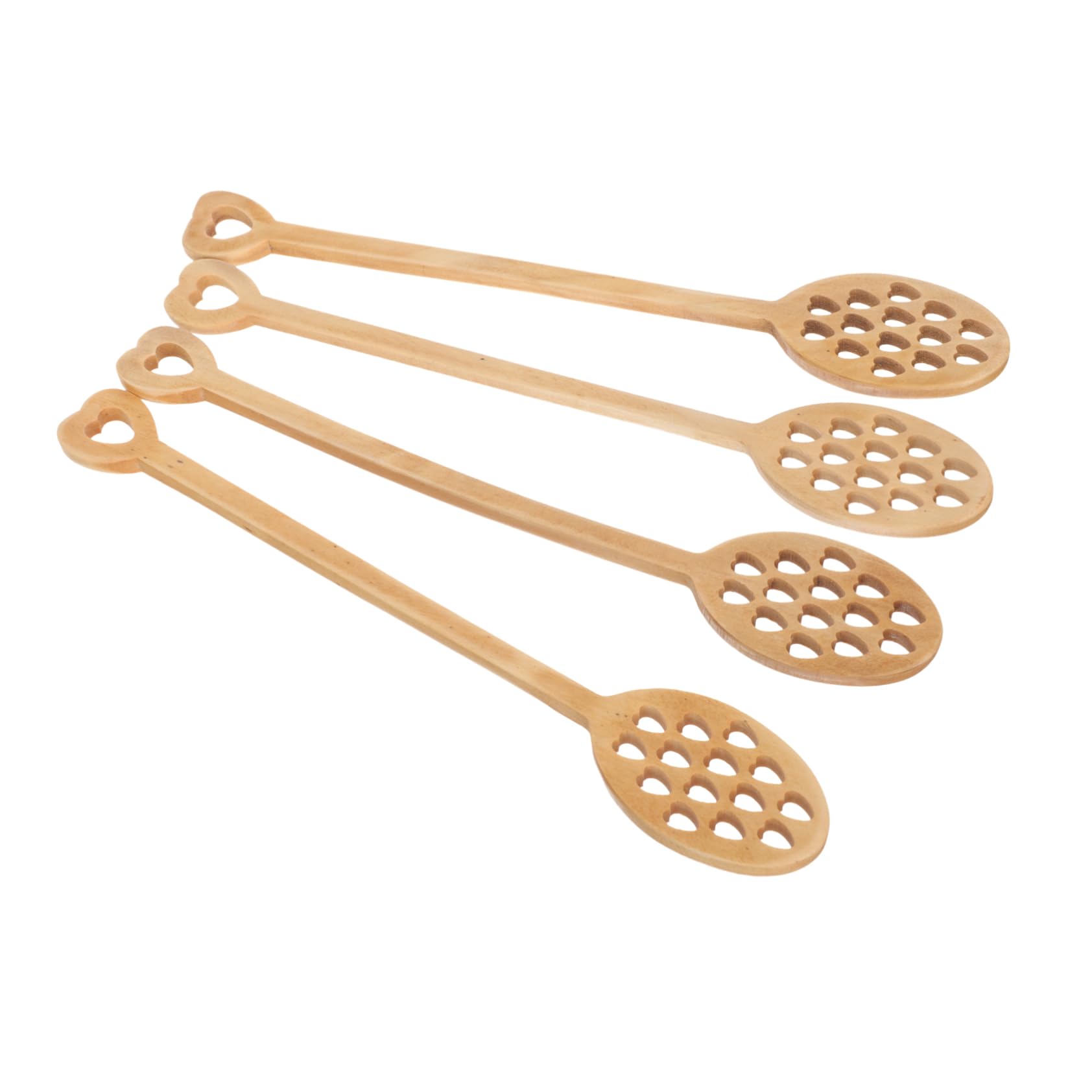 JECOMPRIS 4Pcs Wooden Honey Spoons Long Handle Mixing Sticks for Honey and Wooden Stirring Utensils for Tea and Beverages Craftsmanship No Burrs