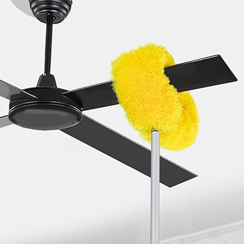 Limpiador de ventilador de techo lavable, plumero mullido con mango largo, extraíble, reutilizable, lavable, limpiador de ventilador de techo para