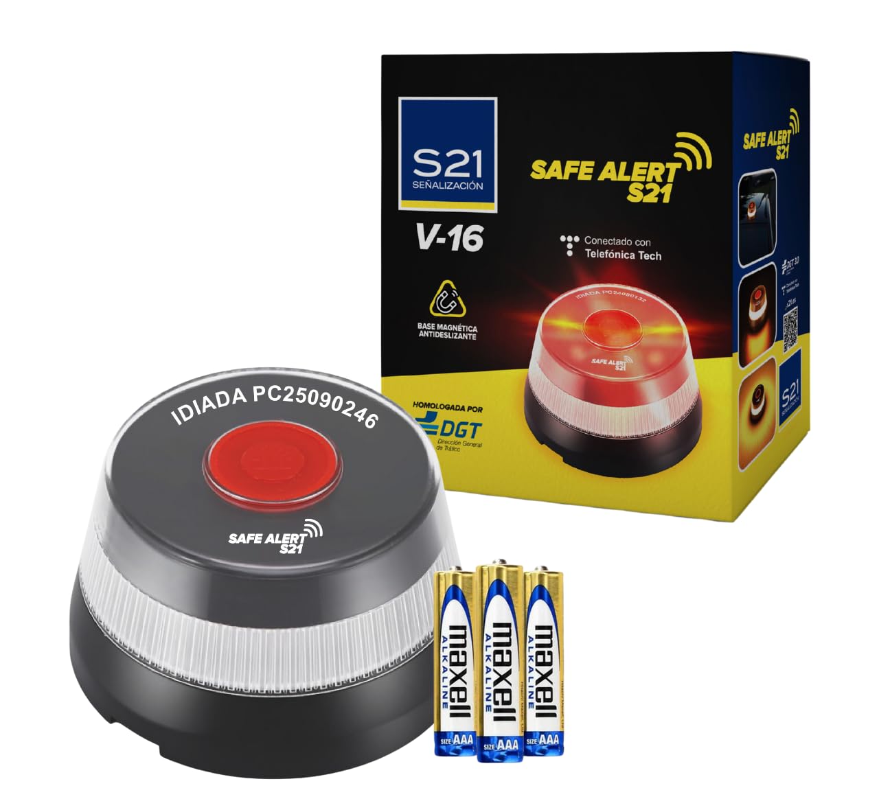 Baliza V16 Homologada DGT | Geolocalizada con SIM MOVISTAR Incluida y Activada hasta 2038 | Baliza V-16 Homologada DGT Obligatoria A Partir de 2026