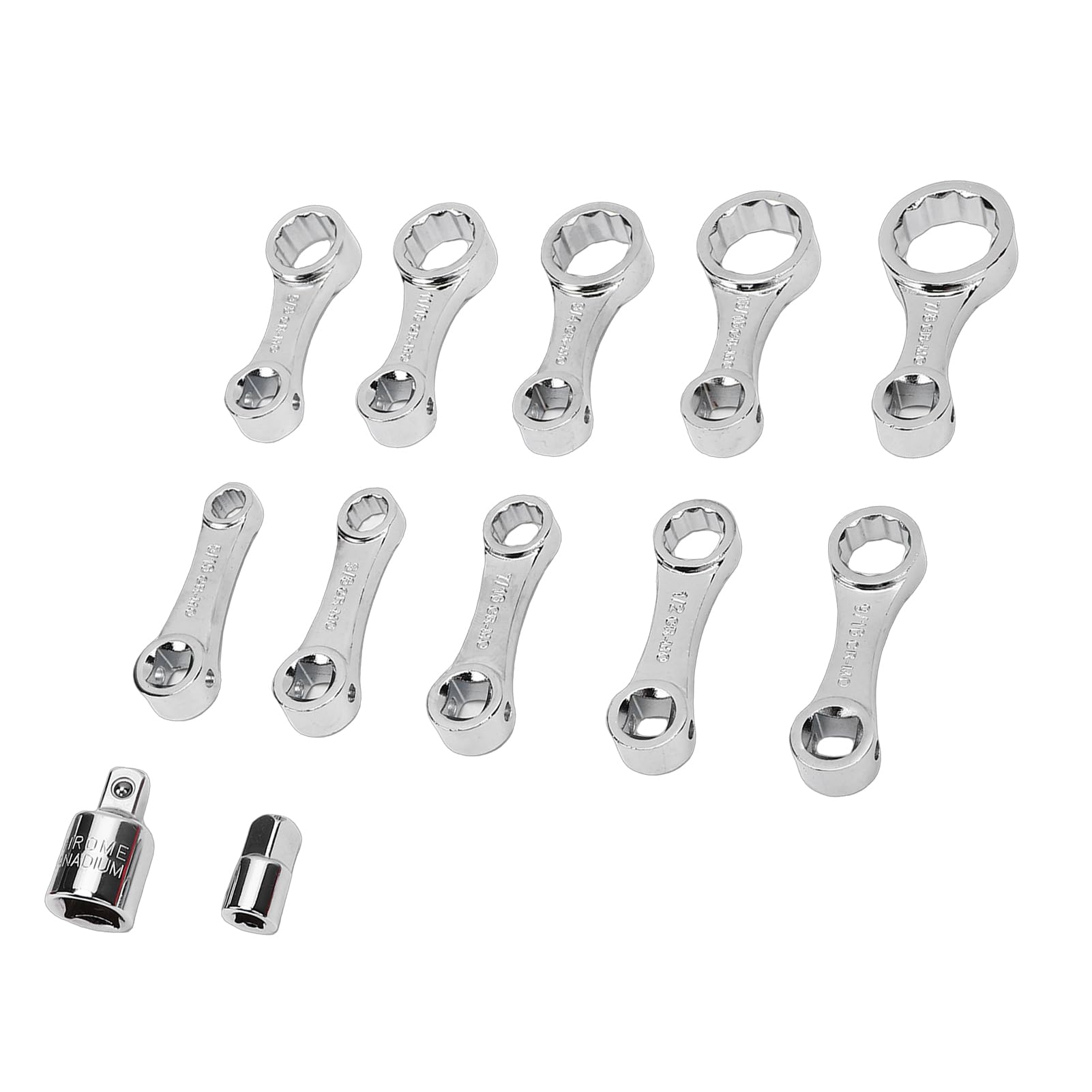 CHICIRIS Jeu D'Adaptateurs de clé de Torsion 12 Pièces, Adaptateurs D'extension 12 Points en Acier au Chrome Vanadium avec Boîte à Outils Portable, pour la Réparation Automobile