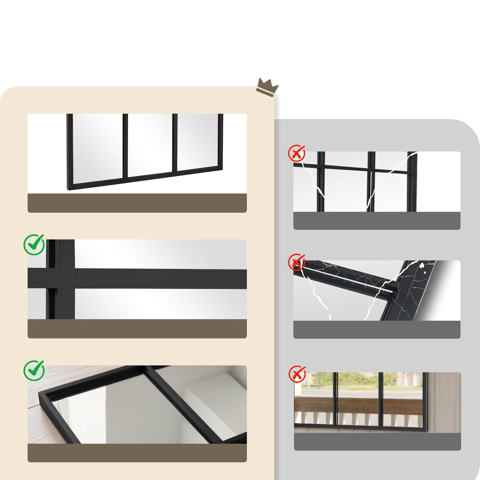 Reflix Specchio da pavimento, 60 x 165 cm, nero, a tutta lunghezza, da parete, da appendere, decorazione per camera da letto, soggiorno, ingresso