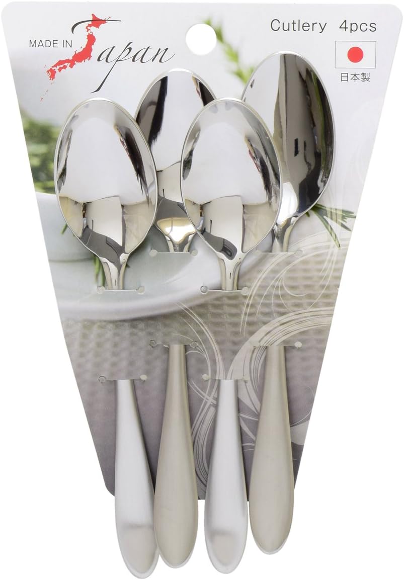 Takagi Napoli Stainless Steel Dessert Spoons, Set of 4, Made in Japan