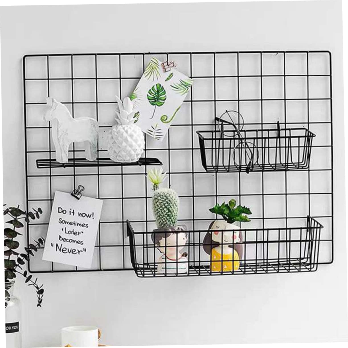STOBAZA Iron Wall Storage Rack 4 Baskets Sturdy Metal No Water Accumulation Easy to Clean and Maintain
