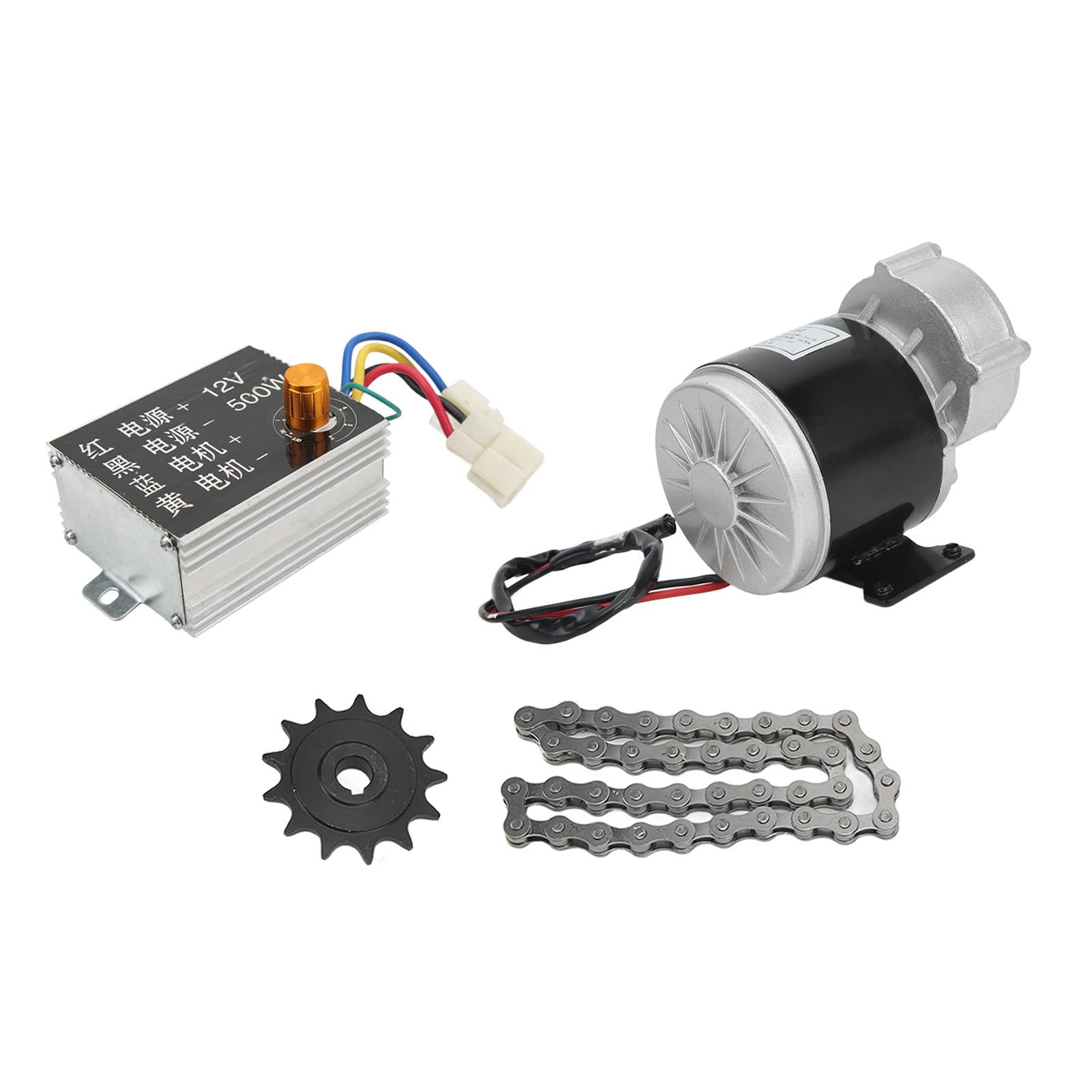 CHICIRIS Zestaw Silnika Elektrycznego do Skutera 12V 350W Zestaw Silnika do Roweru Elektrycznego ze Stopu Aluminium ze Szczotkowanym Kontrolerem 3000 Obr./min Przekładnia 13T i łańcuch 38 Skuterów