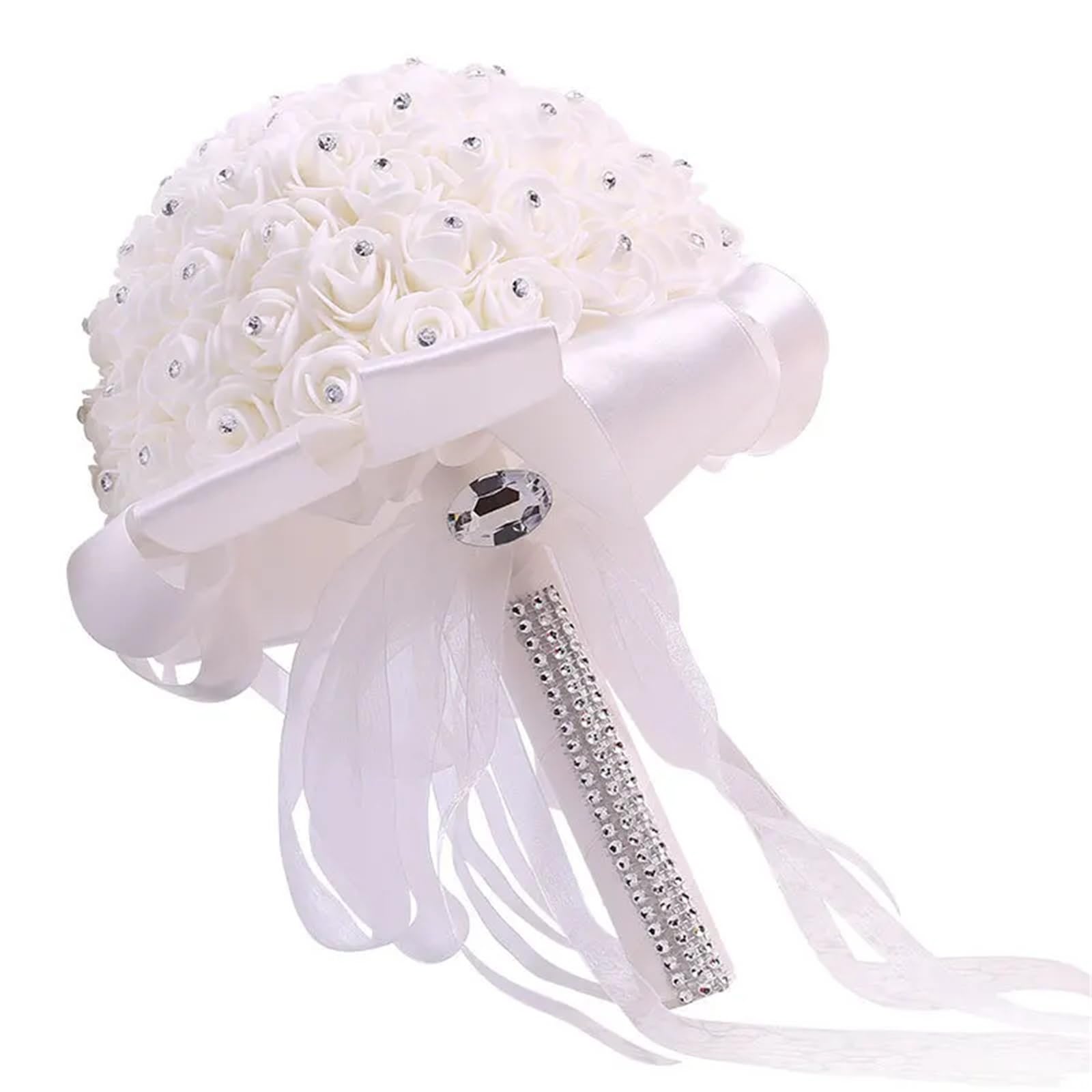 WENYOG Wedding Bouquet A Wedding Bouquet Of Artificial White Roses, Bride Holding A Bridesmaid Of Flowers(WHITE)