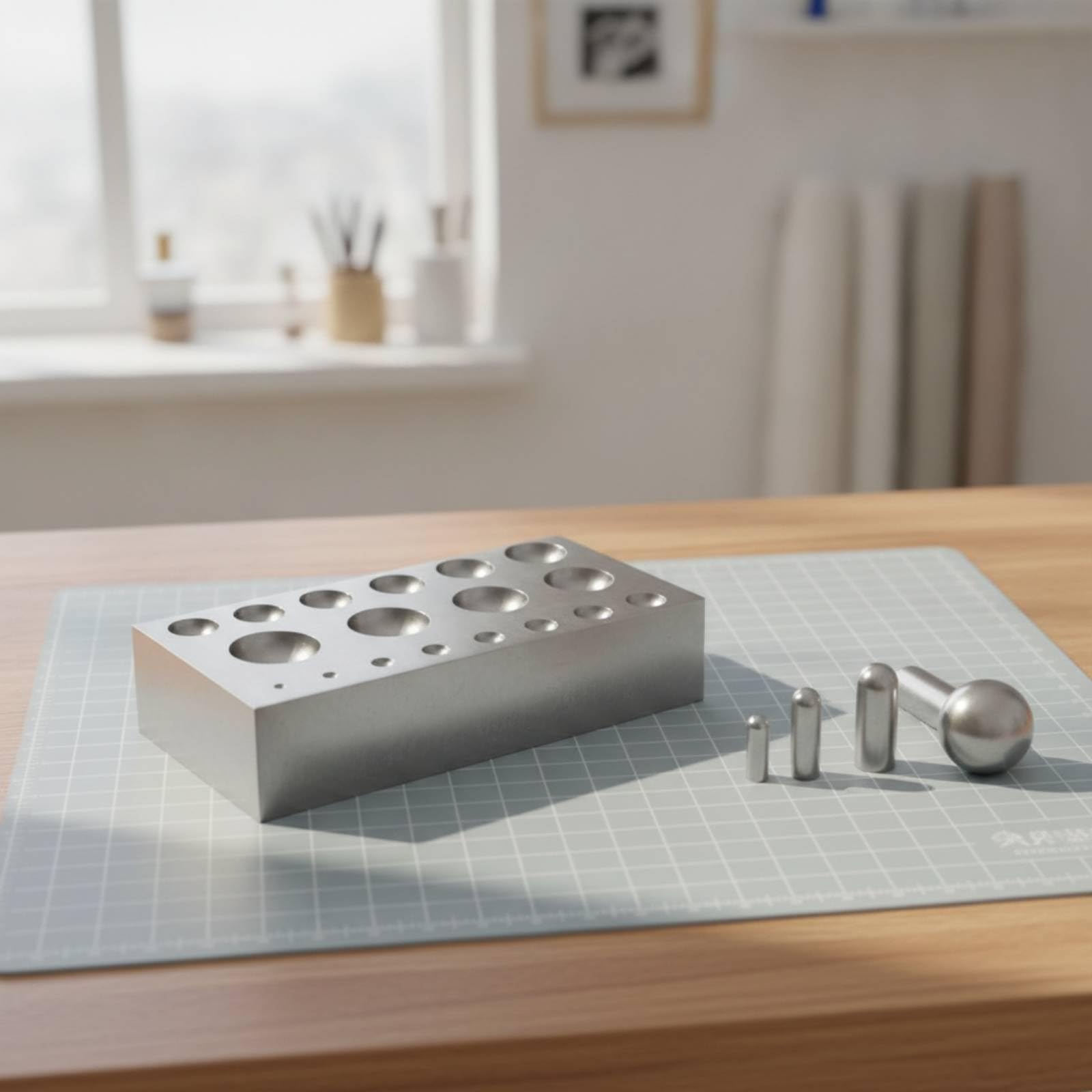 Jewelry Forming Anvil Schmuckamboss Formblock Treibblock Richtblock aus Stahl mit Polierten Hohlmulden für Präzises Formen Und Glätten für, A-Modell 102x64x34mm, 1580g, Lochgrößen 5-20mm