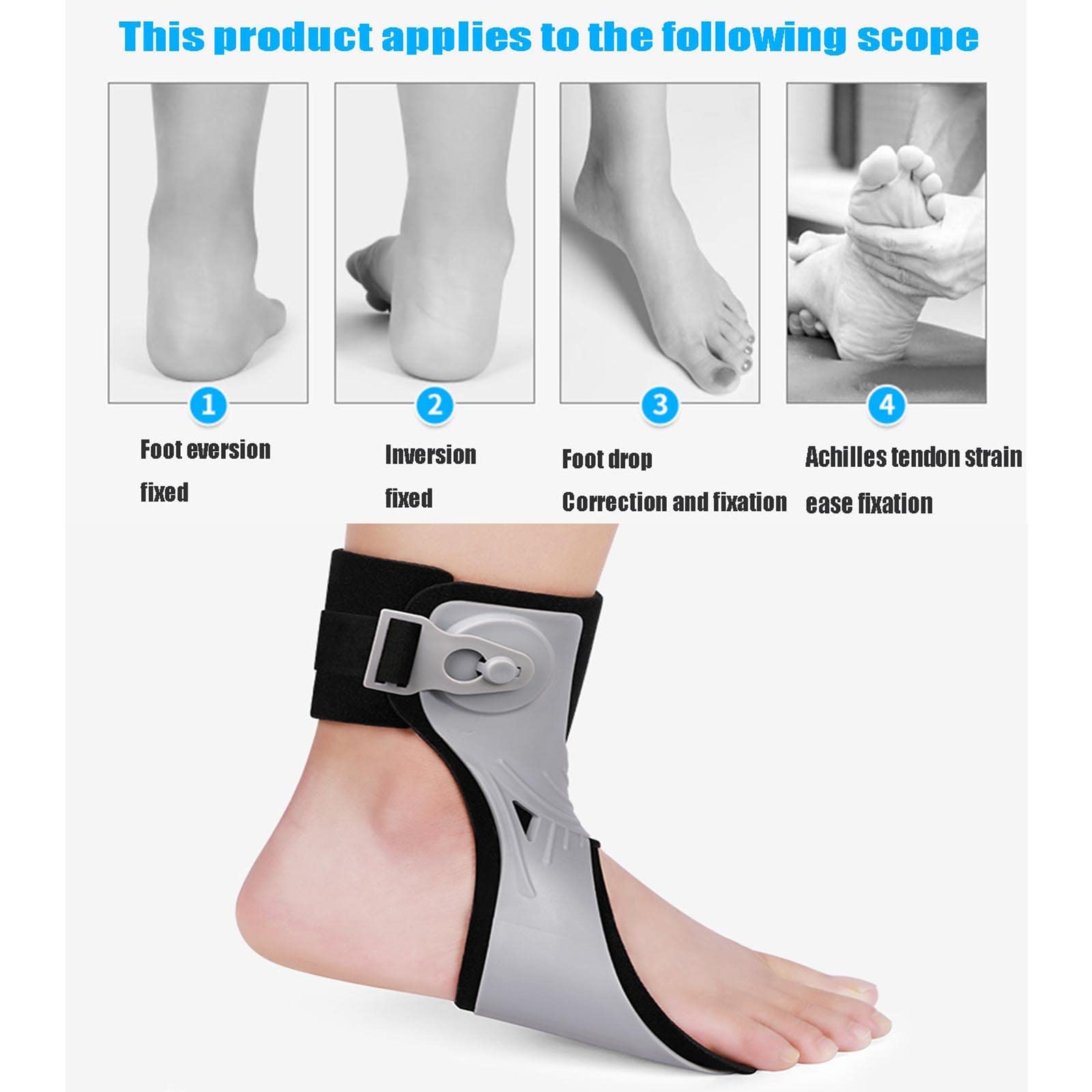 Ortesis De Estabilidad De Soporte De Caída De Pie, Soporte De Ortesis De Pie De Tobillo con Bolsa De Aire Inflable para Zapatos De Hemiplejía, Estabilizador De Pie para Caminar,A/Left,M