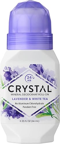 Desodorante mineral Crystal Roll-On lavanda y té blanco 225 oz paquete de 4