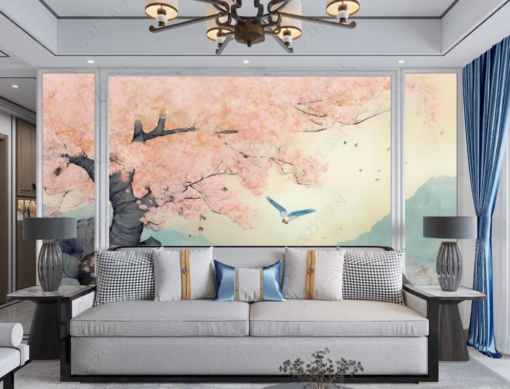 Papier peint intissé chinois classique 400x280 pour masquer un grand mur blanc vide