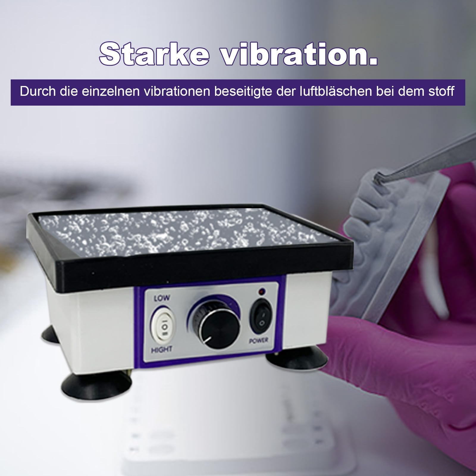 Gips-rüttelplatte, Quadratischer Dental-Oszillator, kleine Vibrationsplatte, Einstellbarer Kleiner Vibrator, Geeignet für Zahnmedizin, Labore und Kleine Handwerkliche Materialien.