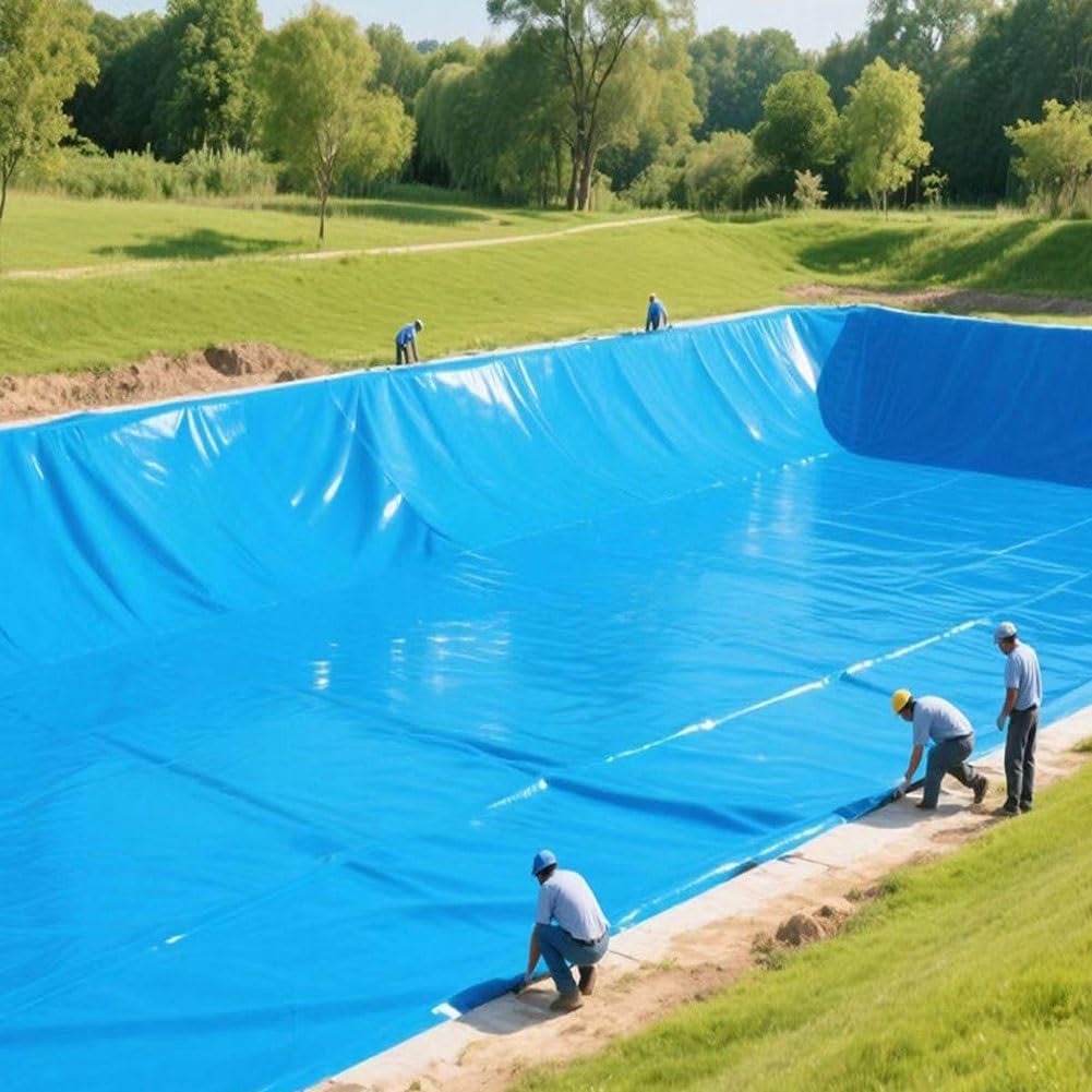 Telo per Laghetto da Giardino Blu in HDPE, 0,2mm, Telo Flessibile Pieghevole Impermeabile per Piscine E Laghetti, Fontana, Lago Artificiale, Cascate, Stagni per Pesci Koi(1x15m)
