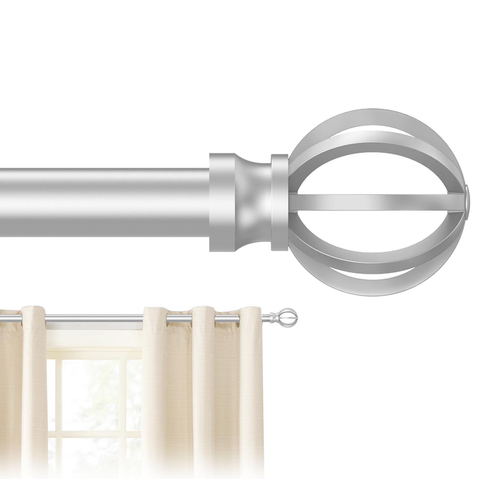 Photo 1 of Poskena Silver Metal Curtain Rod 28-48" Adjustable