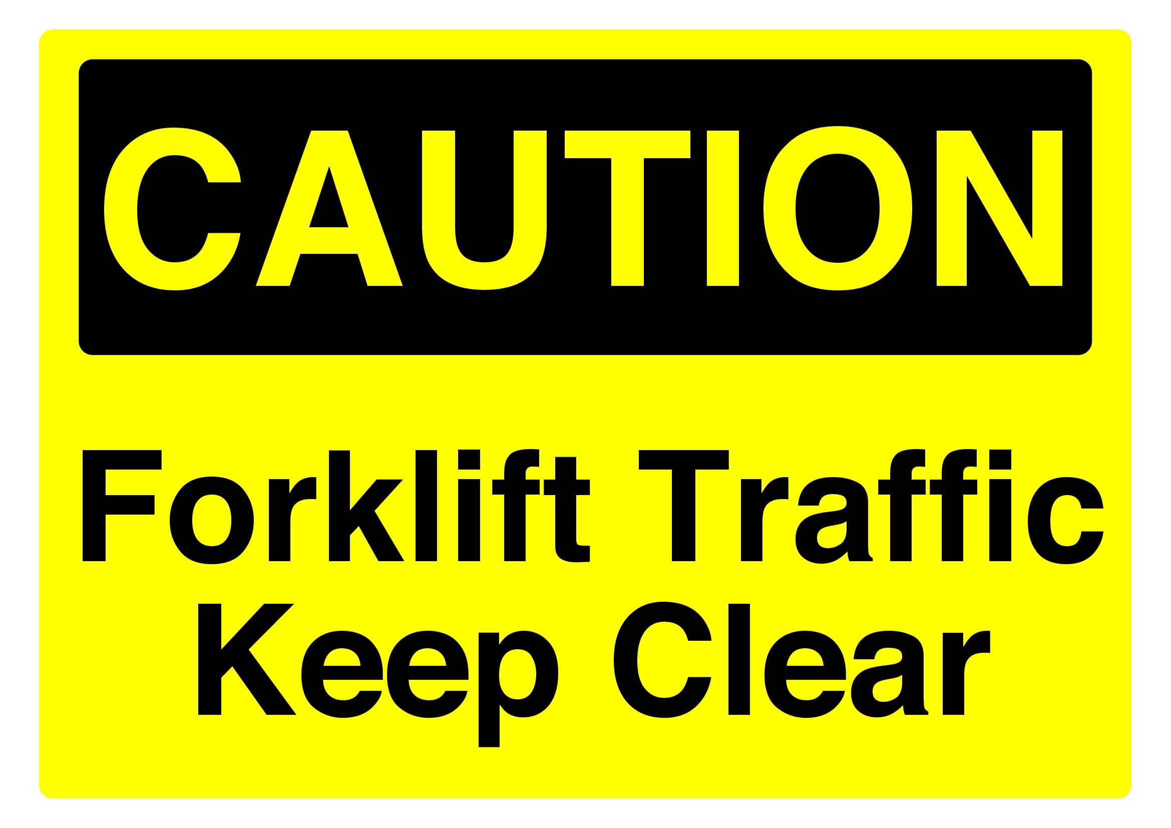 Forklift traffic keep clear Sign, 12x8 Metal Tin Sign, vehicle caution for warehouse forklift routes and logistics passages.