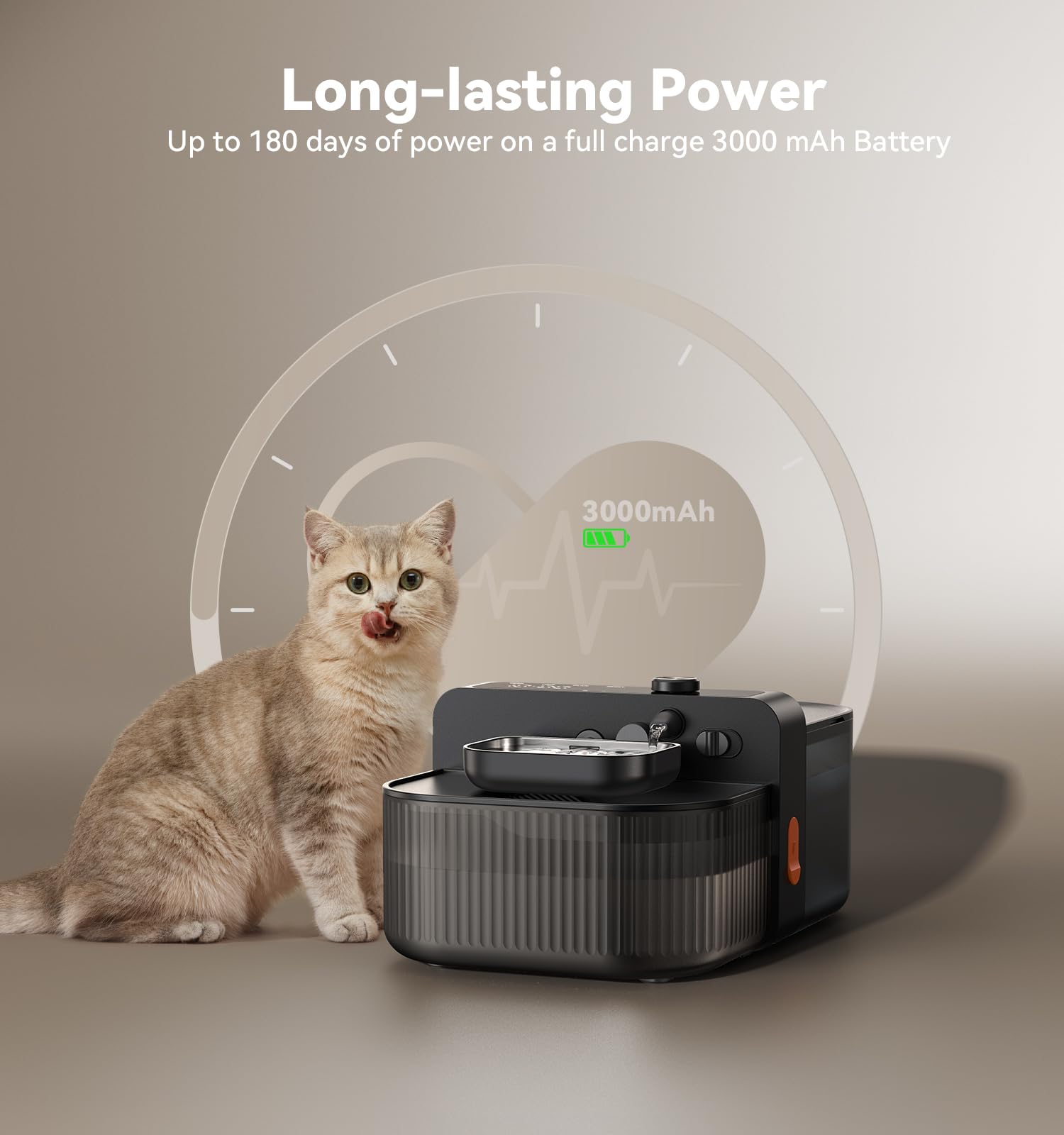 Cat Water Fountain – Filter-Free/Wastewater Separation/Pumpless FEELNEEDY Wireless Water Fountain Cats & Dogs,Stainless Steel Bowl,Fontaine Pour Chat,Water Fountain Indoor Cat Battery Operated, Black — view 7