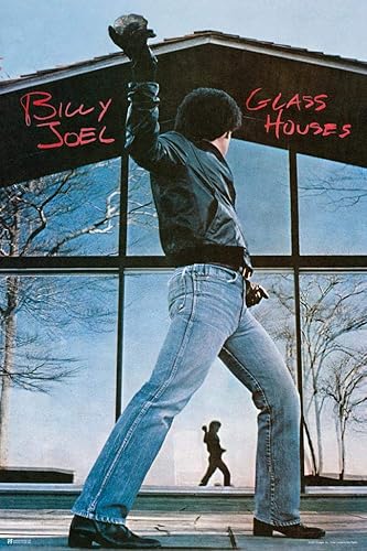 Billy Joel Glass Houses - Póster de 16 x 24 pulgadas con diseño de casas de cristal, estilo clásico de música rock, retro, vintage, de los años 70 y