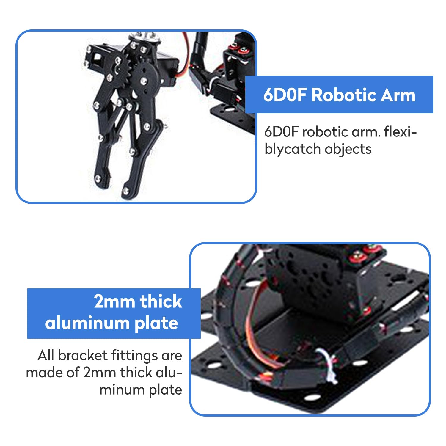 Tissting 6DOF Kit de Garra de Abrazadera de Brazo Mecánico Robot, Partes de Robot | Industrial 6 Axis Manipulator con 6 Servomotores para la Universidad Enseñando Proyectos