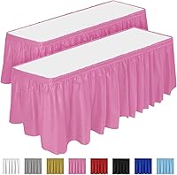 Vista 5 de DecorRack Paquete de 2 faldones de mesa, 29 pulgadas x 14 pies cada uno, sin bisfenol A, de plástico, desechables, reutilizables, rectangulares